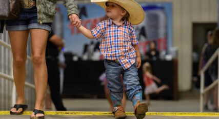 A little boy wearing a cowboy hat.