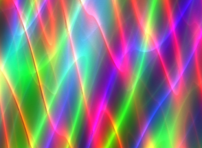 Abstract background with vibrant, multicolored light waves forming overlapping patterns.